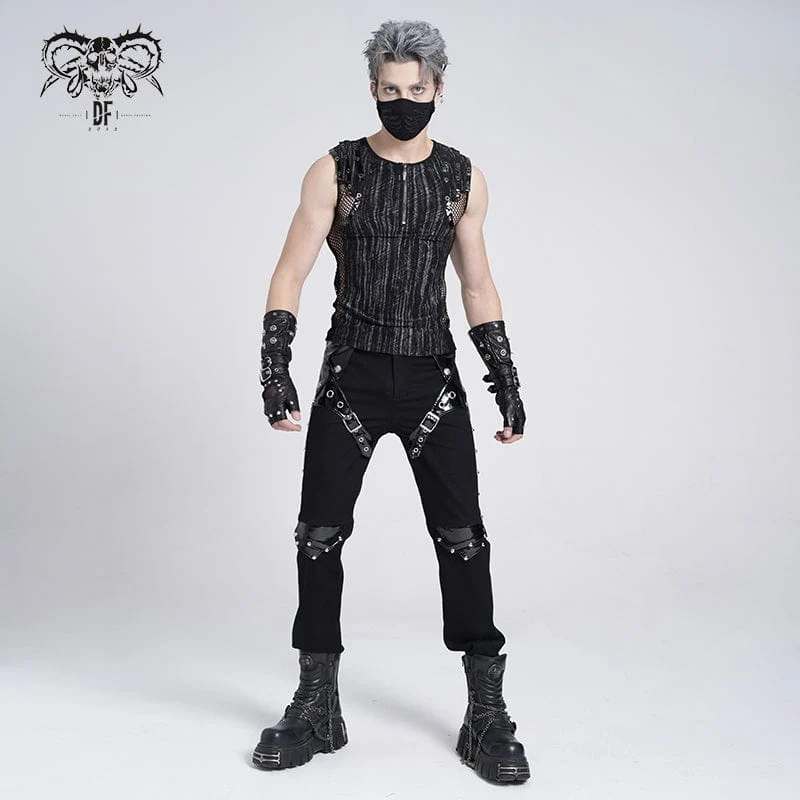 Herren Punk Armor Lackleder Splice Hose