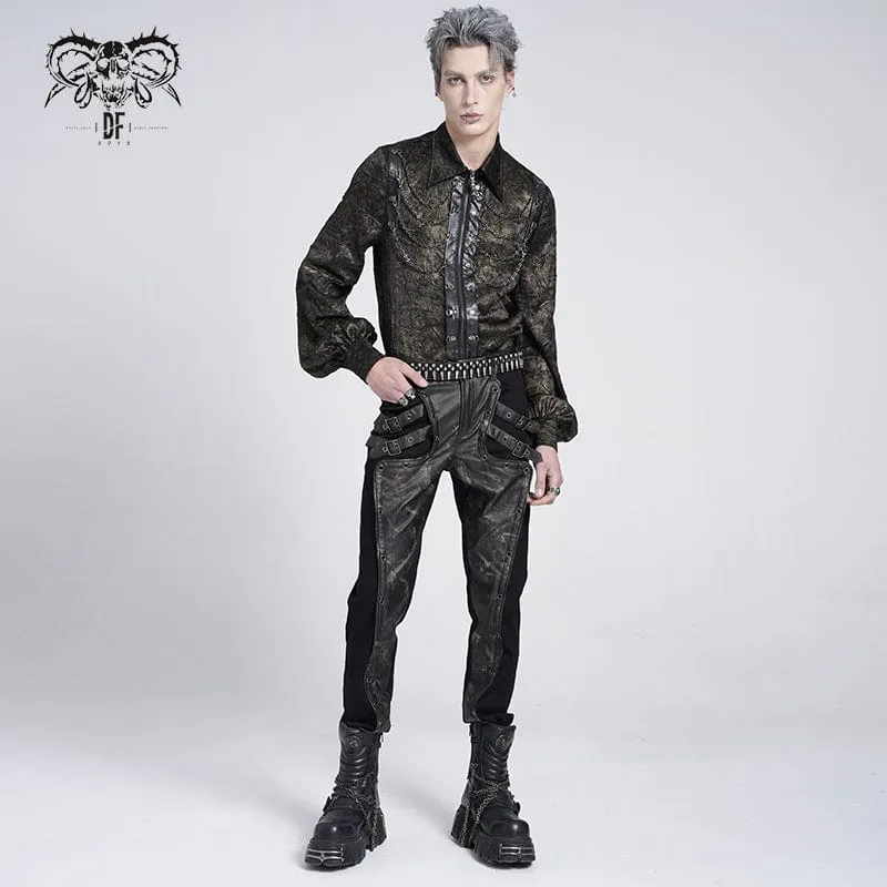 Herrenhose mit Punk-Kunstleder-Spleißschnalle