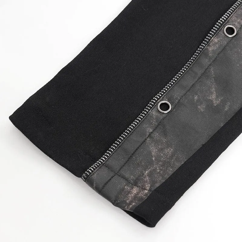 Herrenhose mit Punk-Kunstleder-Spleißschnalle