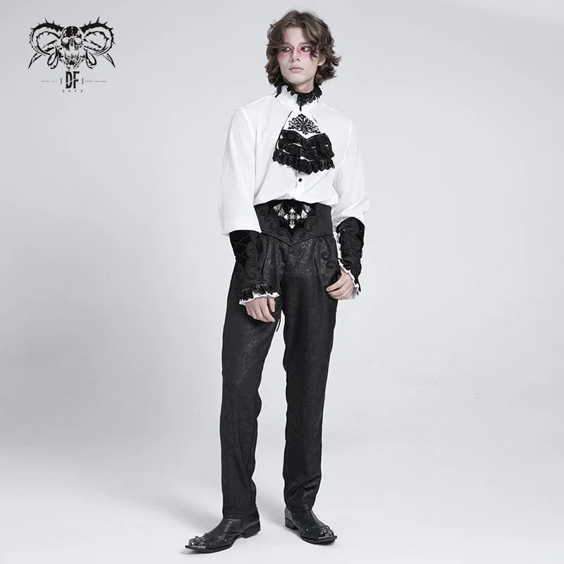 Gothic-Armstulpen aus besticktem Samt mit Schnürung für Herren