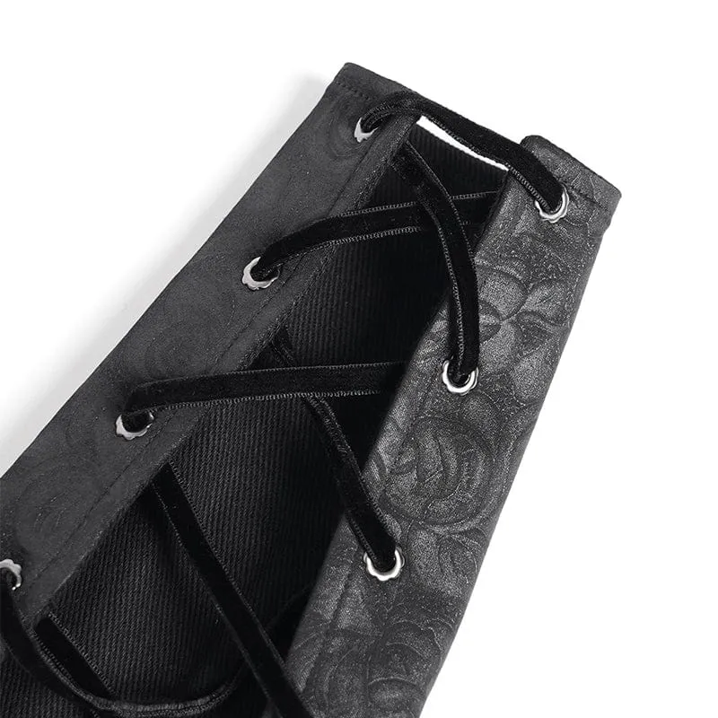 Gothic-Armstulpen aus besticktem Samt mit Schnürung für Herren