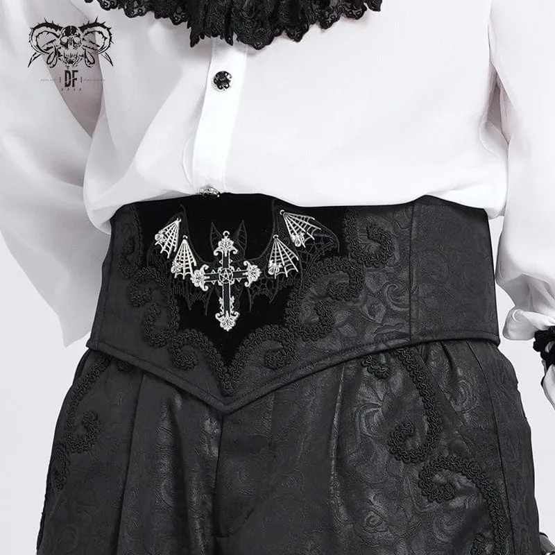 Gothic-Gürtel mit Fledermaus-Stickerei und Kreuz für Herren