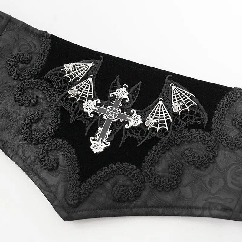 Gothic-Gürtel mit Fledermaus-Stickerei und Kreuz für Herren