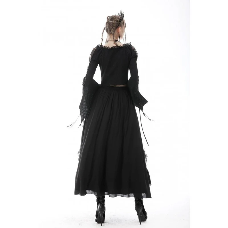 Gothic-Chiffonrock mit Spitzenspleiß und mehreren Lagen für Damen