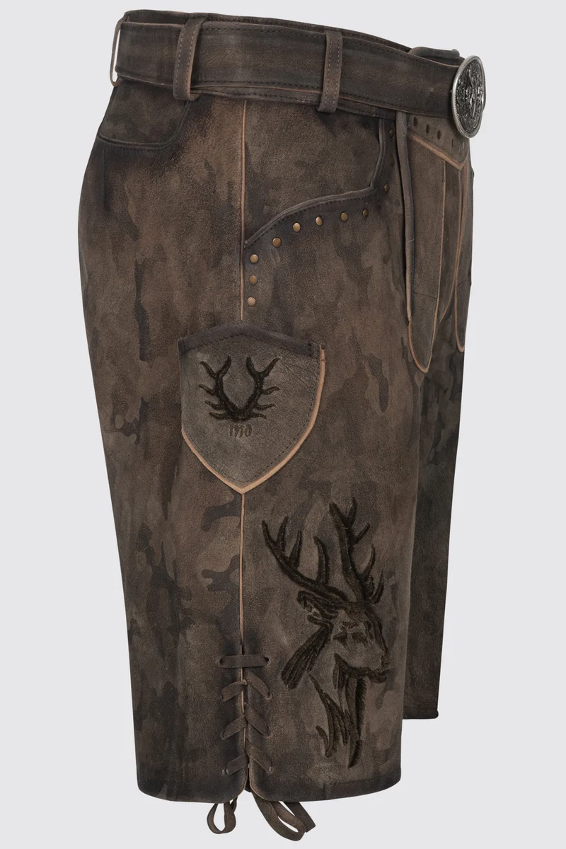 Herren Lederhose MATZE % - Trachtenhose - Krüger Buam - Camouflage - 961764-000-0776