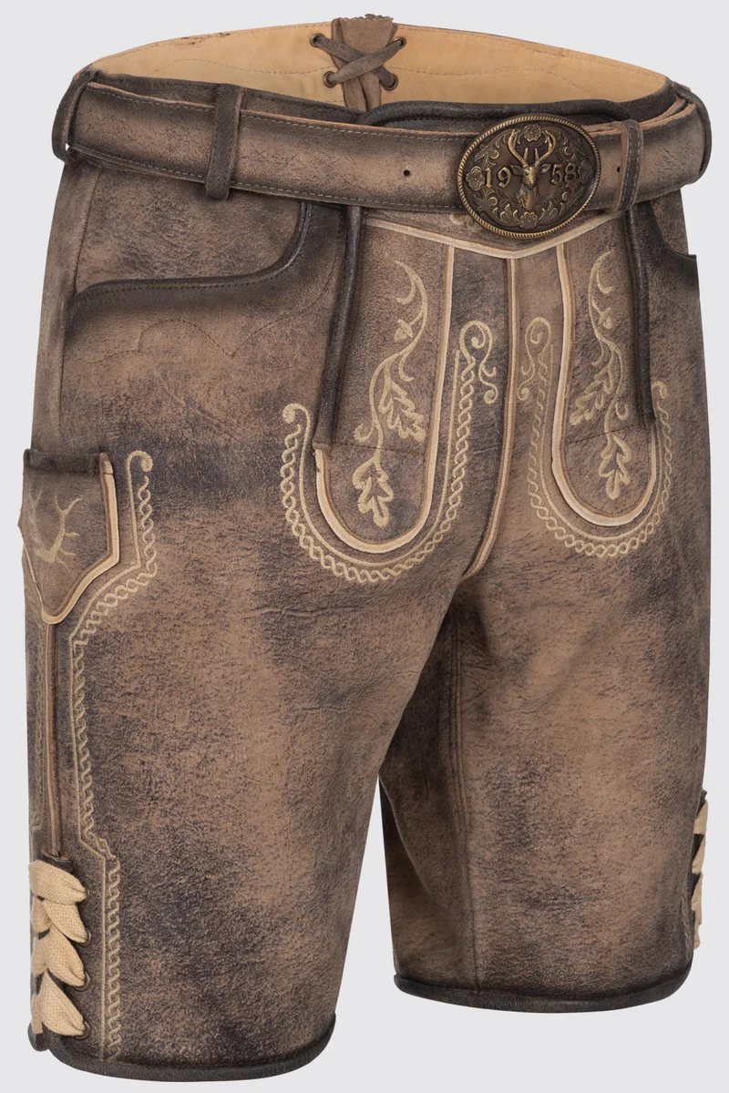 Herren Lederhose MAGNUS - Trachtenhose - Krüger Buam - mit Gürtel - 962065-000-0007