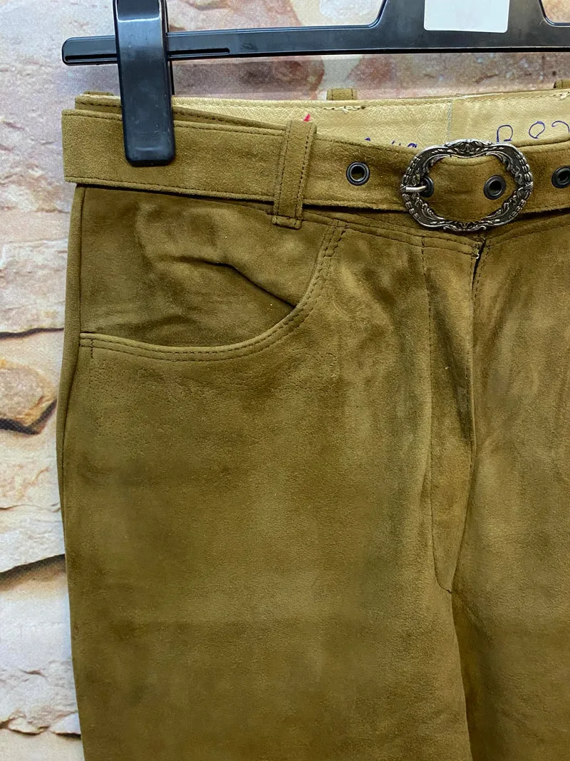 Vintage Damen Lederhose Gr. 40 – Karl Kübler Leder-Trachten in Olivbraun
