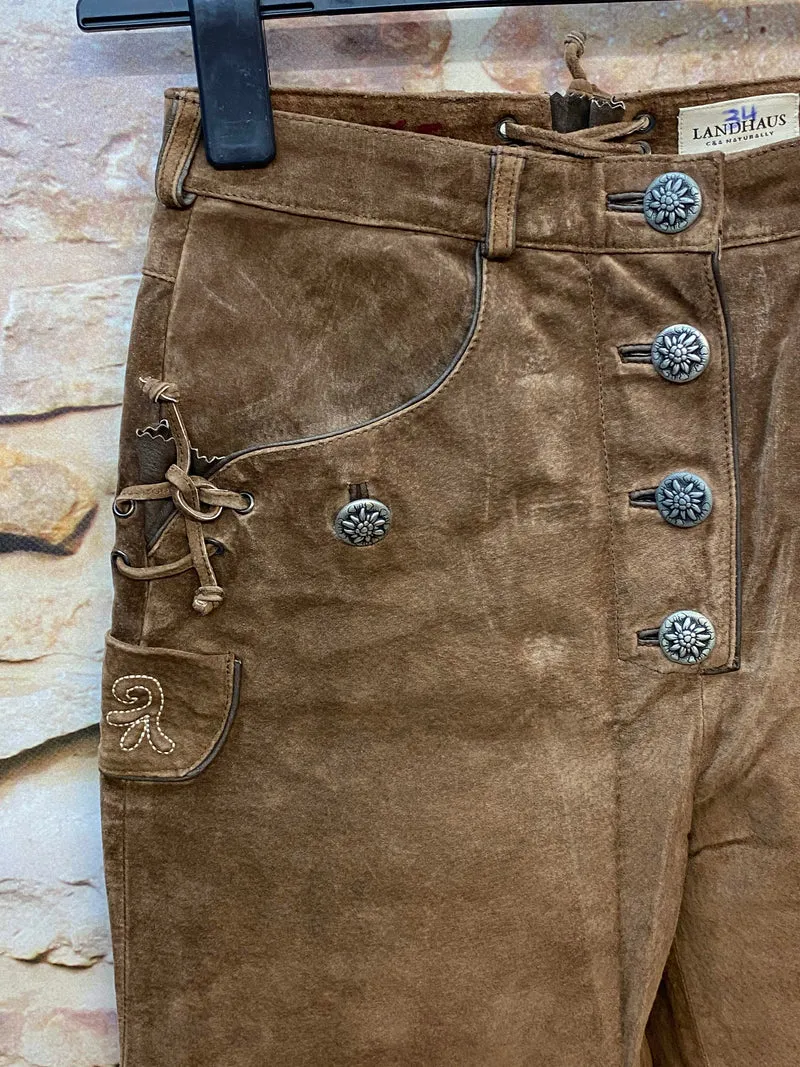 Lange Lederhose Damen Gr. 34 – braune C&A Landhaus Trachtenlederhose
