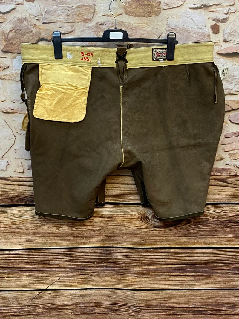 Kurze Trachtenlederhose Herren Gr. 64 – braune Stockerpoint Lederhose aus Echtleder