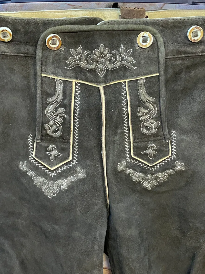 Kurze Trachtenlederhose Herren Gr. 64 – braune Stockerpoint Lederhose aus Echtleder