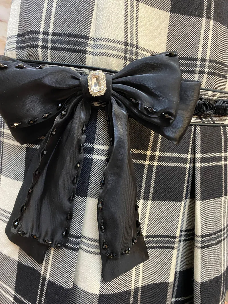 20er Jahre Tageskleid Gr. 42 mit kariertem Wollkleid