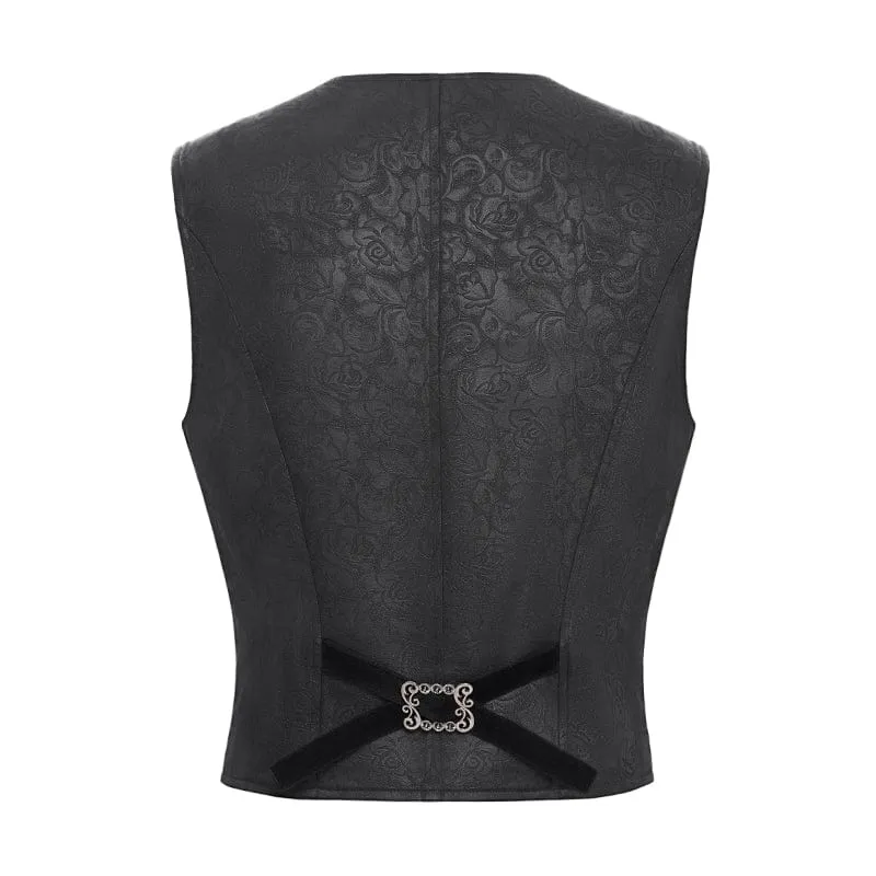 Gothic-Weste aus Samt mit Blumenstickerei für Herren