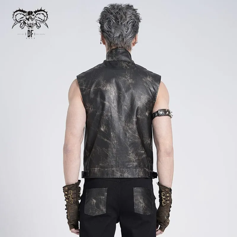 Gothic-Weste mit Stehkragen und Riemchenspleiß für Herren