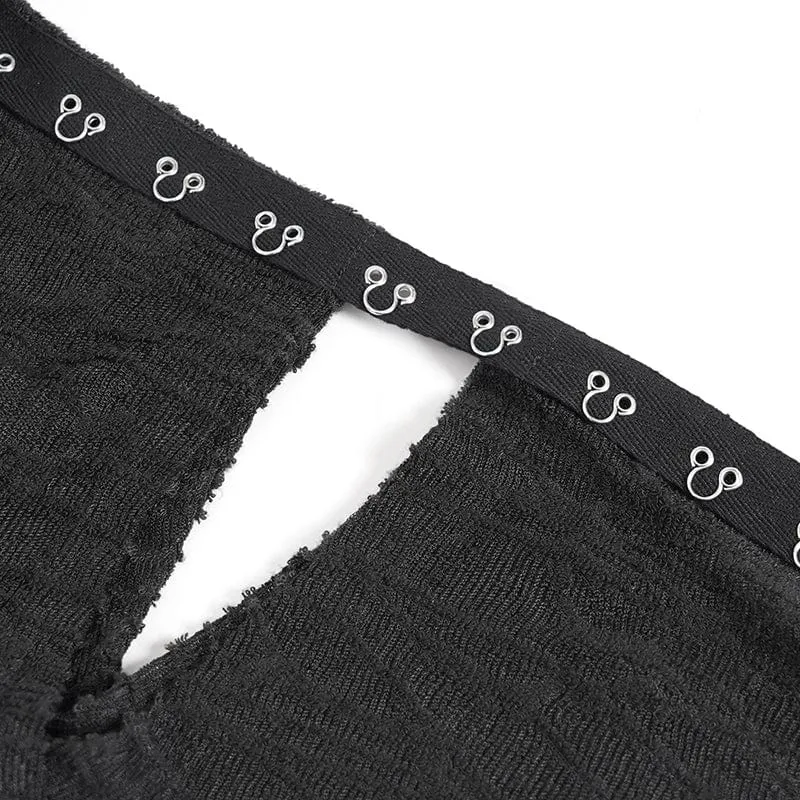 Gothic T-Shirt mit unregelmäßigen Ösenriemen und Schnürung für Herren