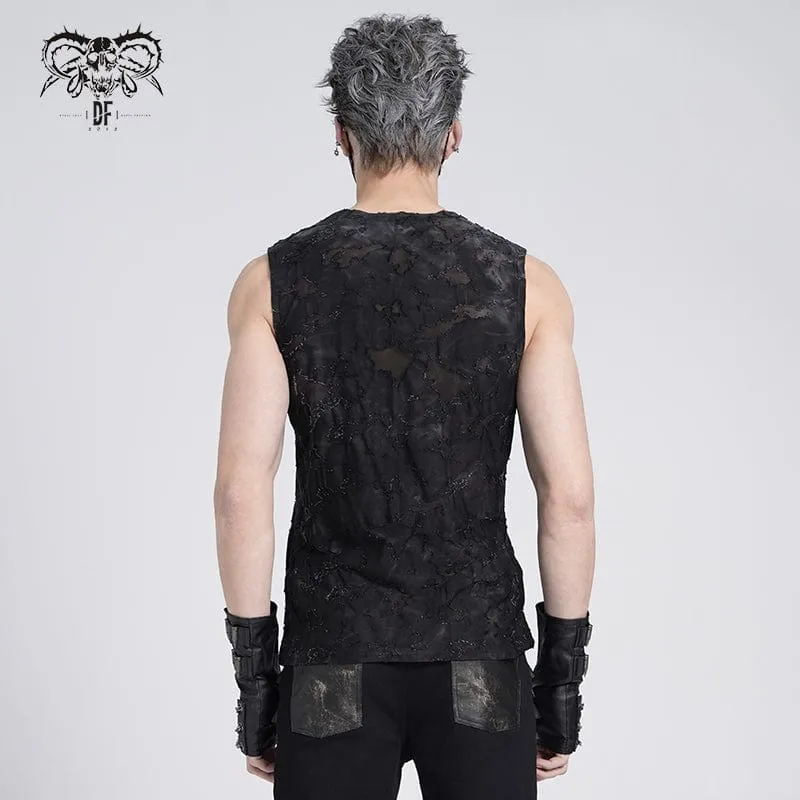 Gothic-Weste mit Ösenriemen für Herren im Used-Look