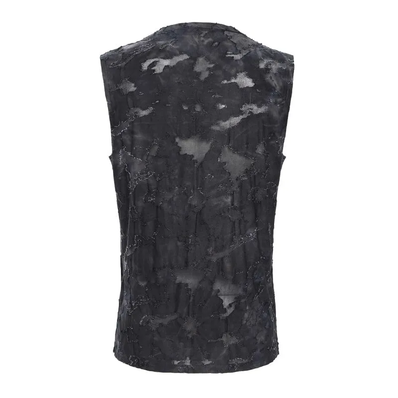 Gothic-Weste mit Ösenriemen für Herren im Used-Look