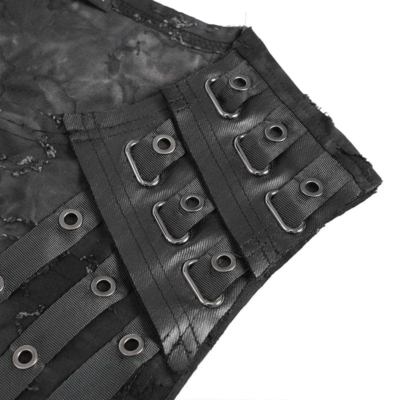 Gothic-Weste mit Ösenriemen für Herren im Used-Look