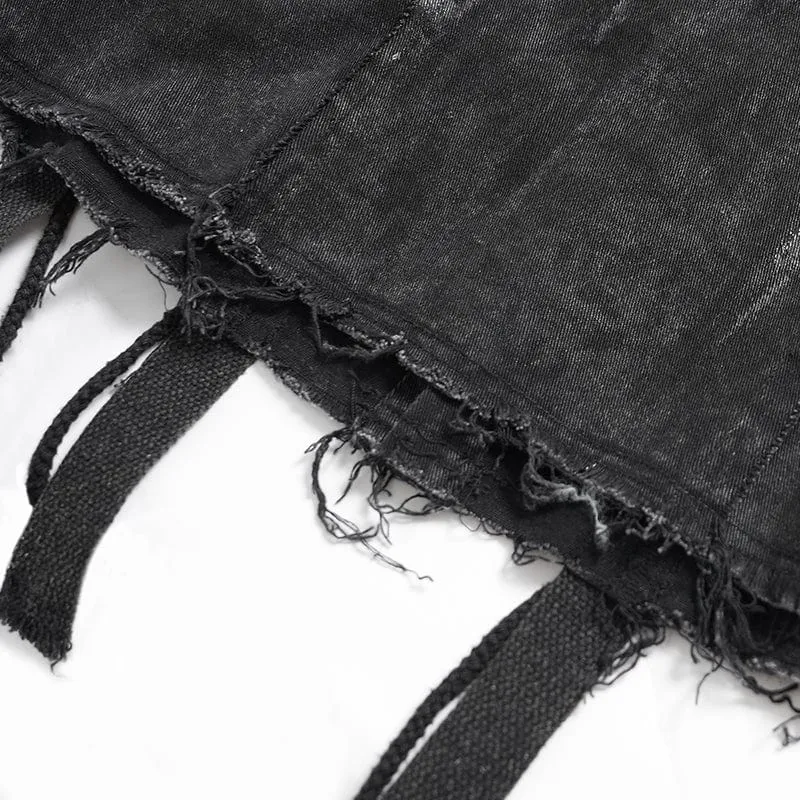 Gothic-Weste mit Nieten und Schnürung im Used-Look für Herren