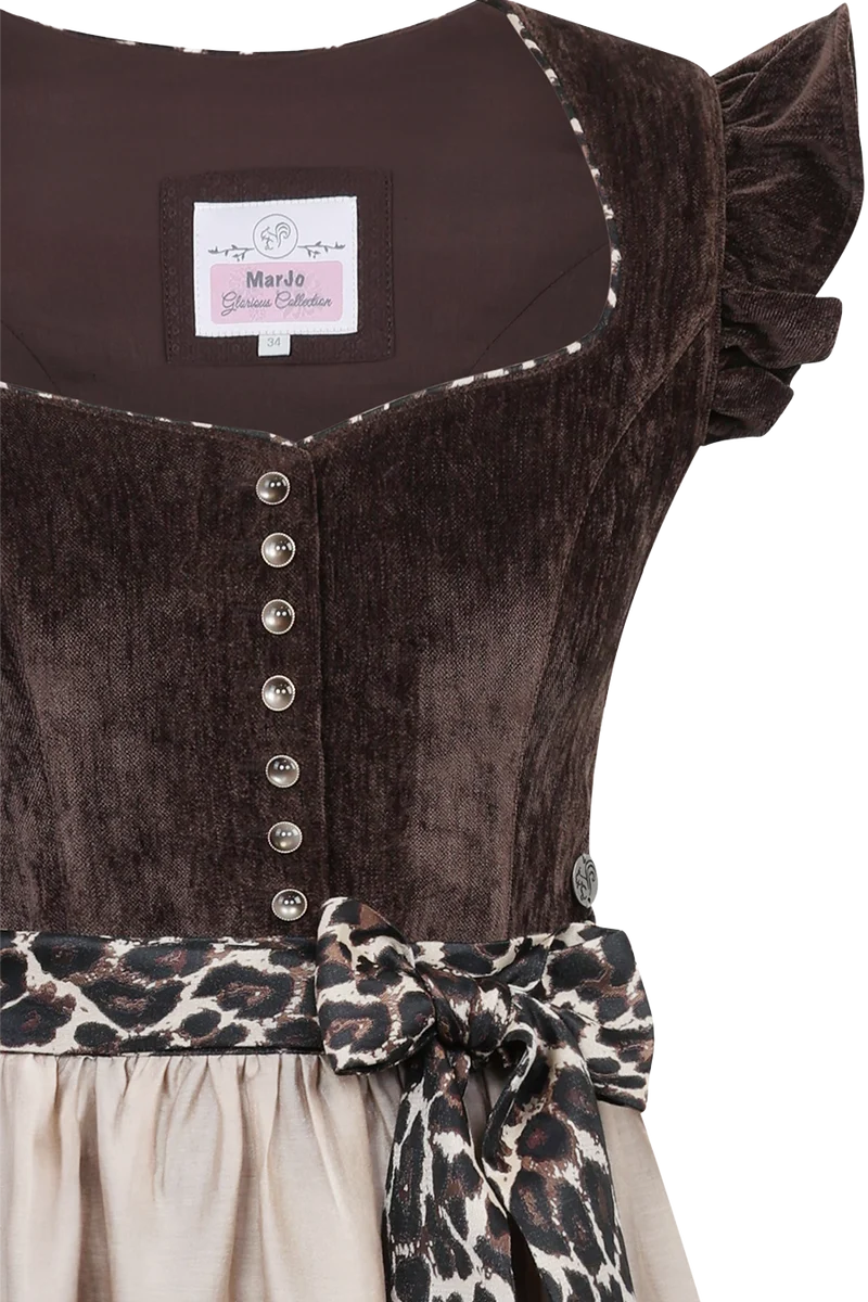 Midi-Leodirndl mit abnehmbaren Flügelärmeln Oberhofen - espresso