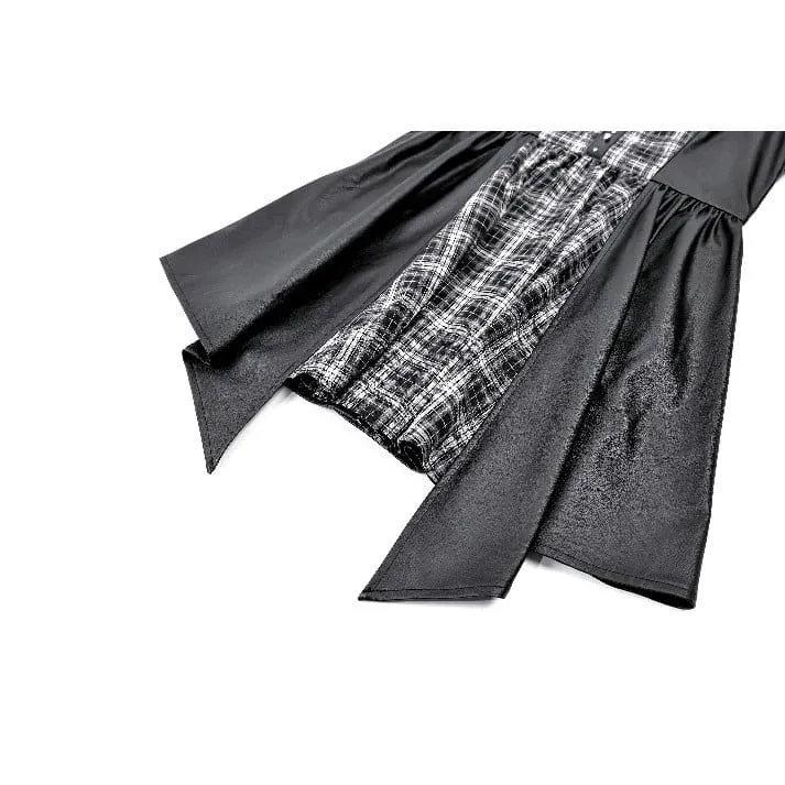 Punk-Kleid für Damen mit Karomuster, Patchwork-Einsätzen und unregelmäßigem Saum, ideal als Abschlusskleid