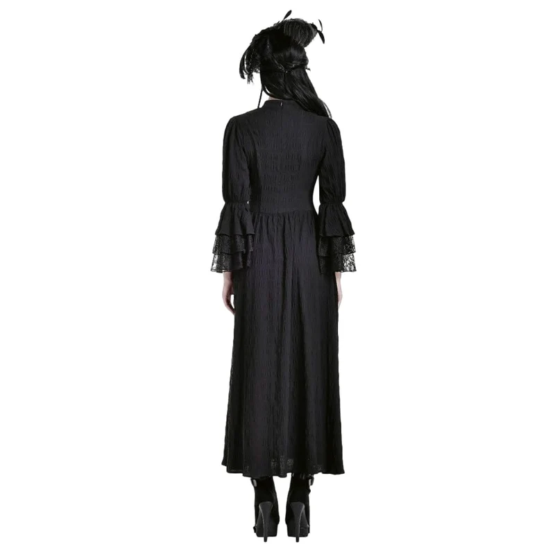 Gothic-Maxikleid mit Stehkragen, Guipure-Spitze und Glockenärmeln für Damen, Hochzeitskleid