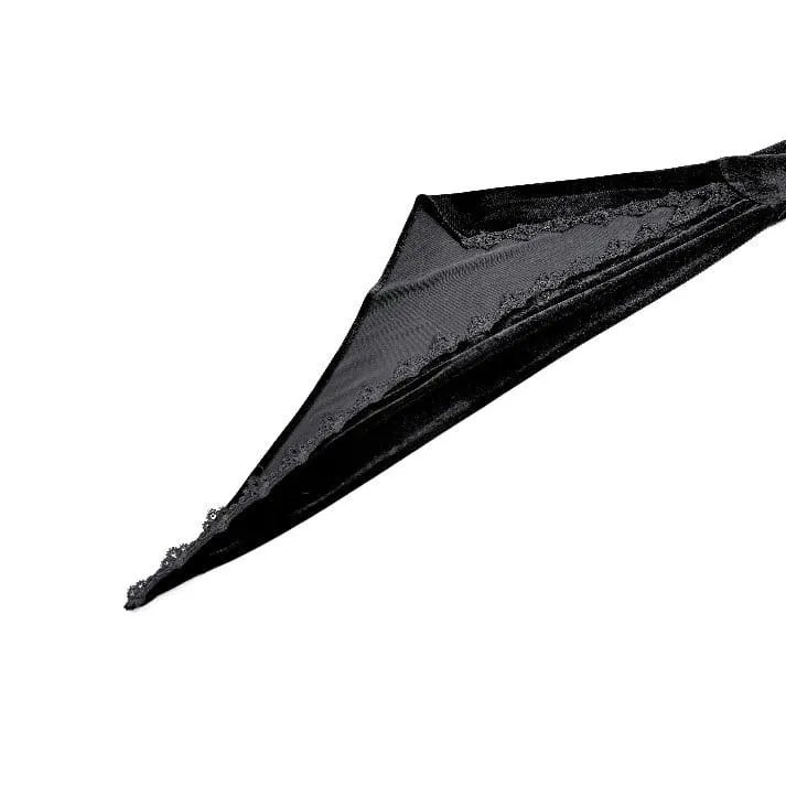 Gothic-Maxikleid aus Samt mit Applikationen, V-Ausschnitt und ausgestellten Ärmeln für Damen – Hochzeitskleid