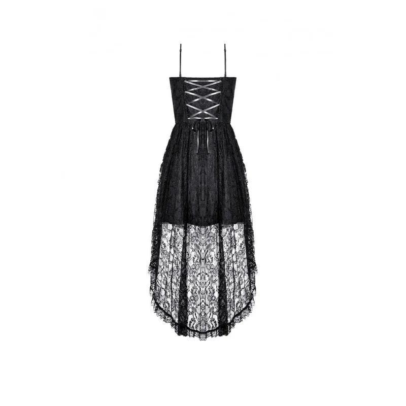 Gothic-Rüschenkleid für Damen mit asymmetrischem Saum
