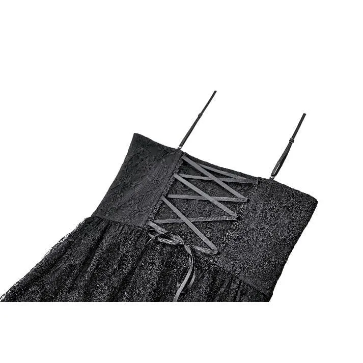 Gothic-Rüschenkleid für Damen mit asymmetrischem Saum