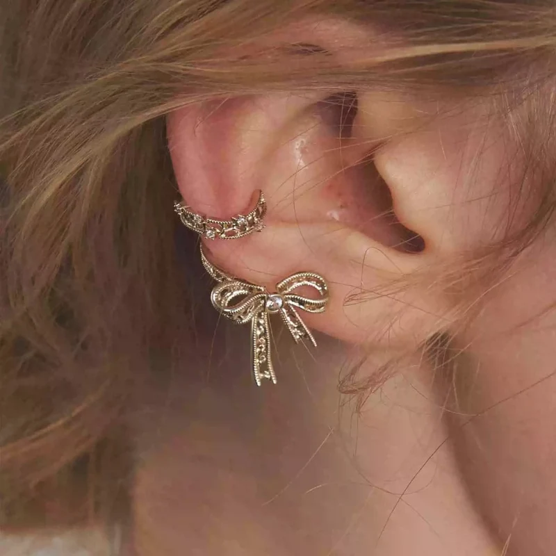 Grunge-Vintage-Ohrringe mit Schleife für Damen