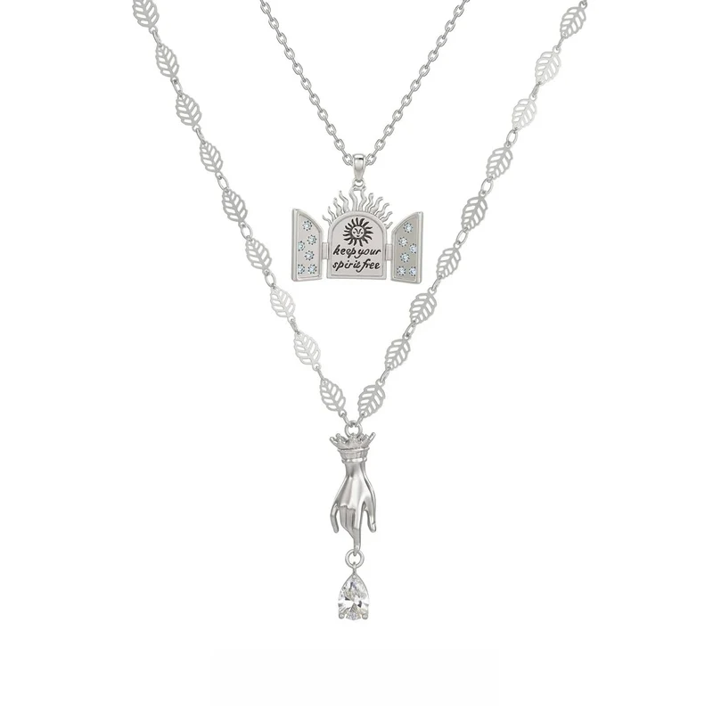 Damen-Halskette im Grunge-Stil mit Tür- und Handmotiven