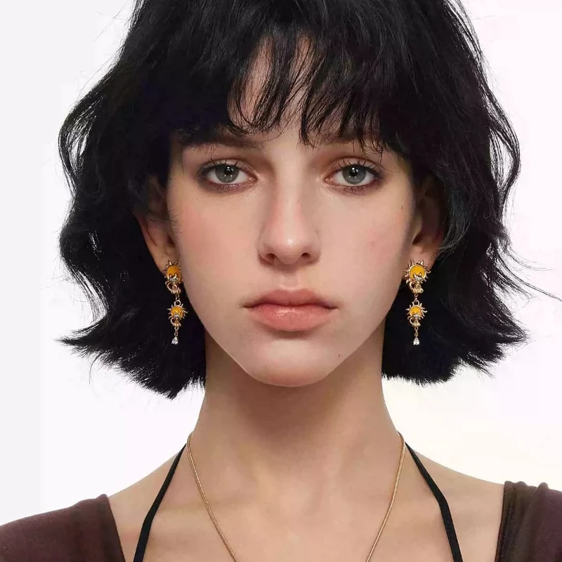 Grunge-Ohrringe mit Sonnenkatze für Damen