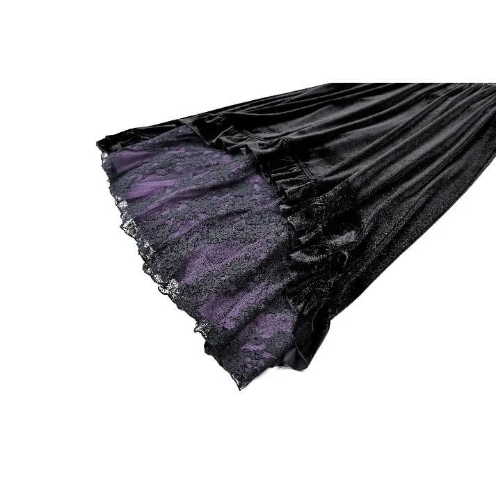 Gothic-Maxikleid für Damen mit kontrastfarbenem, eckigem Kragen und Glockenärmeln – Hochzeitskleid