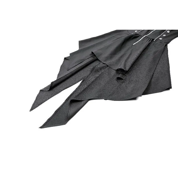 Punk-Kleid für Damen mit Cut-outs, Umlegekragen, Reißverschluss und asymmetrischem Saum