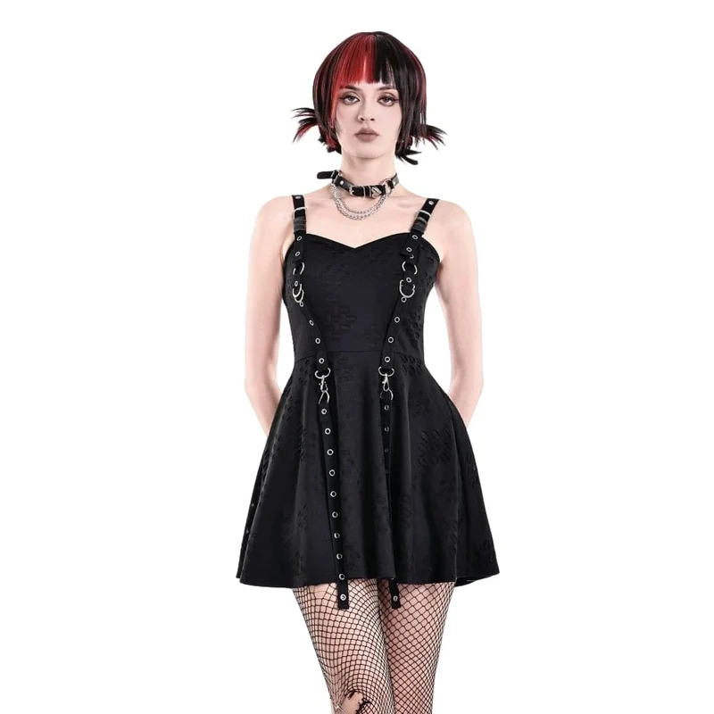 Punk-Slipkleid mit Ösenriemen und Used-Look für Damen