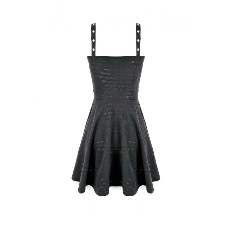 Punk-Slipkleid mit Ösenriemen und Used-Look für Damen