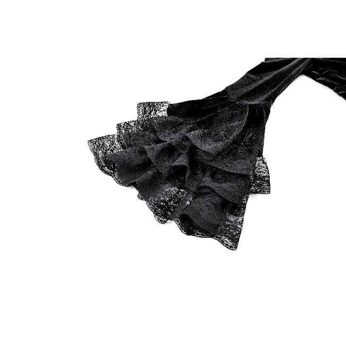 Gothic-Kleid für Damen mit Schnürung, eckigem Kragen und ausgestellten Ärmeln – Abschlusskleid