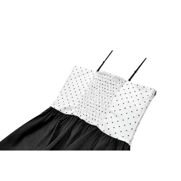 Gothic-Kleid mit Polka-Dots, Schnürung und ausgestelltem Rock für Damen, Abschlusskleid