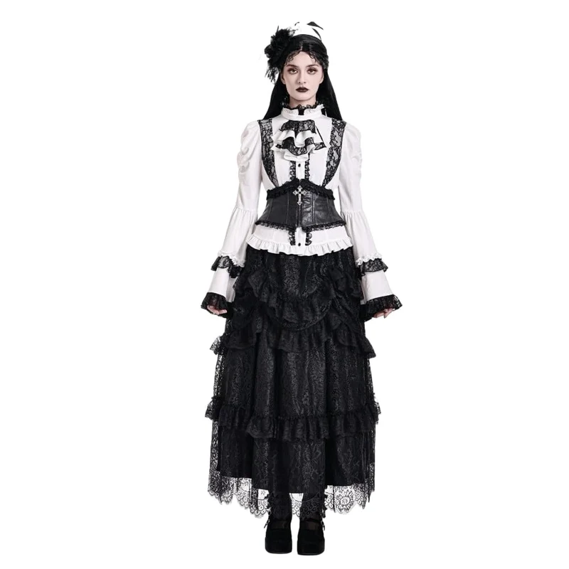 Gothic-Unterbrustkorsett für Damen mit floral geprägter Spitze