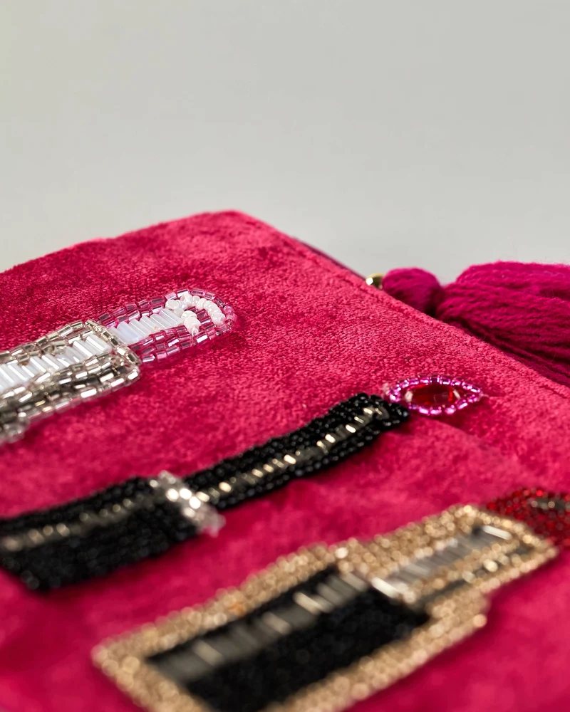 Kosmetiktasche Perlen - Lippenstift - Herzilein-Wien GmbH