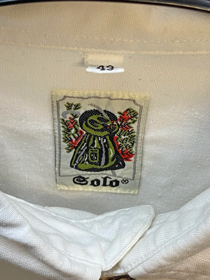 Vintage Trachtenhemd Herren Weiß Gr. 43 – Hirschhornknöpfe & Zierleiste