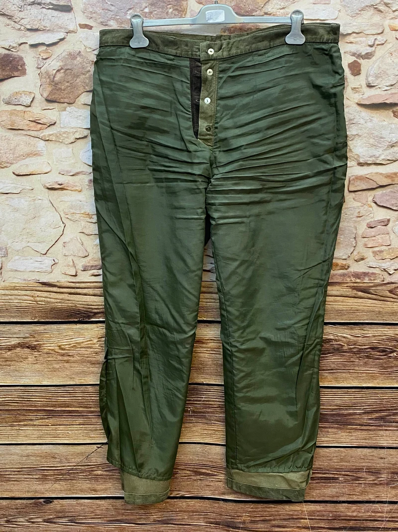 Vintage Trachten Lederhose Herren grün Gr. 58 lange Lederhose Echtleder