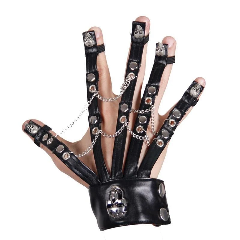 Herren Goth Wrist Band Mit Finger Extensions