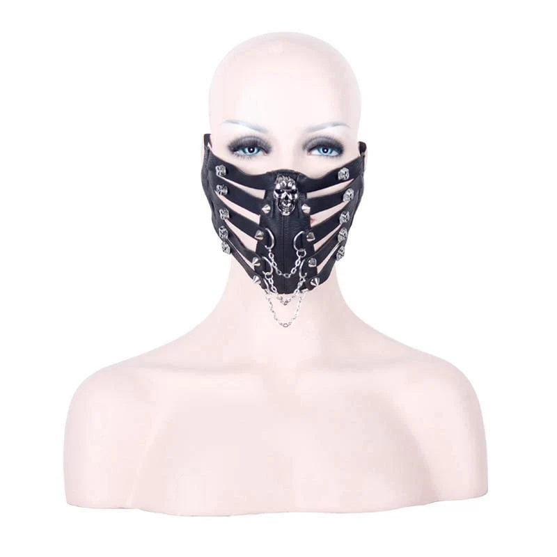 Frauen Goth Schädel Nieten Gesichtsmaske