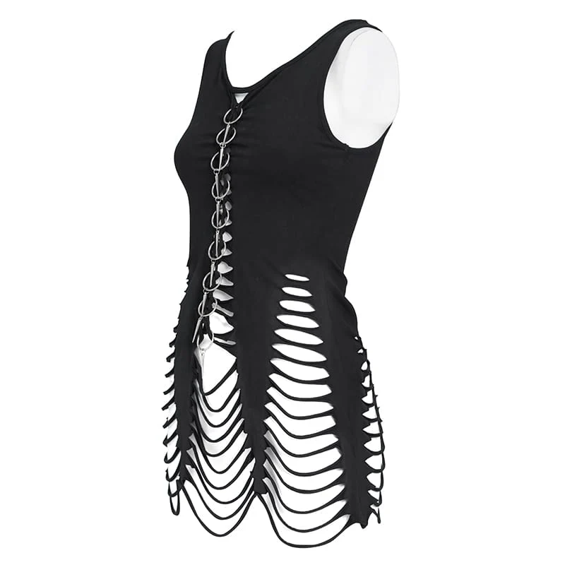 Damen Short Ripped detaillierte Punk-Tanktops