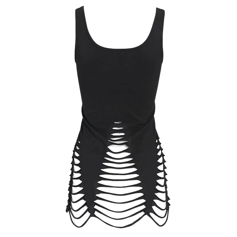 Damen Short Ripped detaillierte Punk-Tanktops