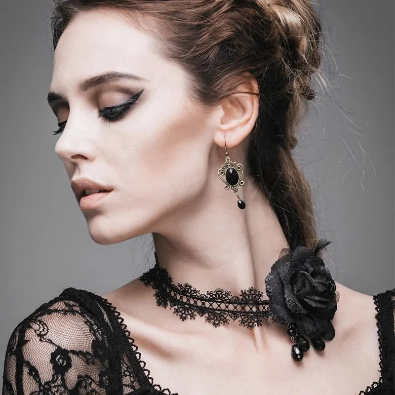 Damen Vintage Lace und Rose Neck Band