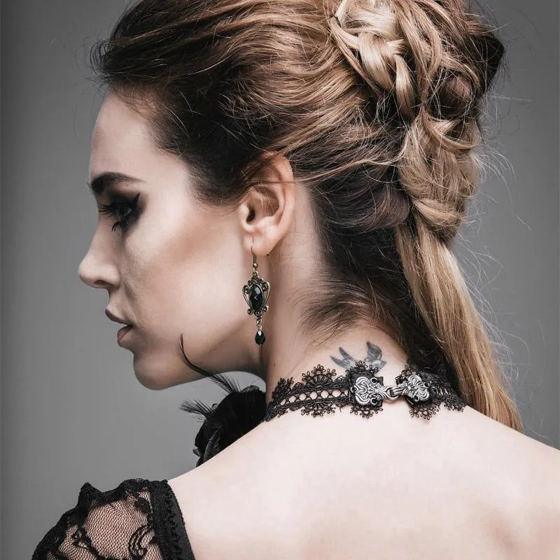 Damen Vintage Lace und Rose Neck Band