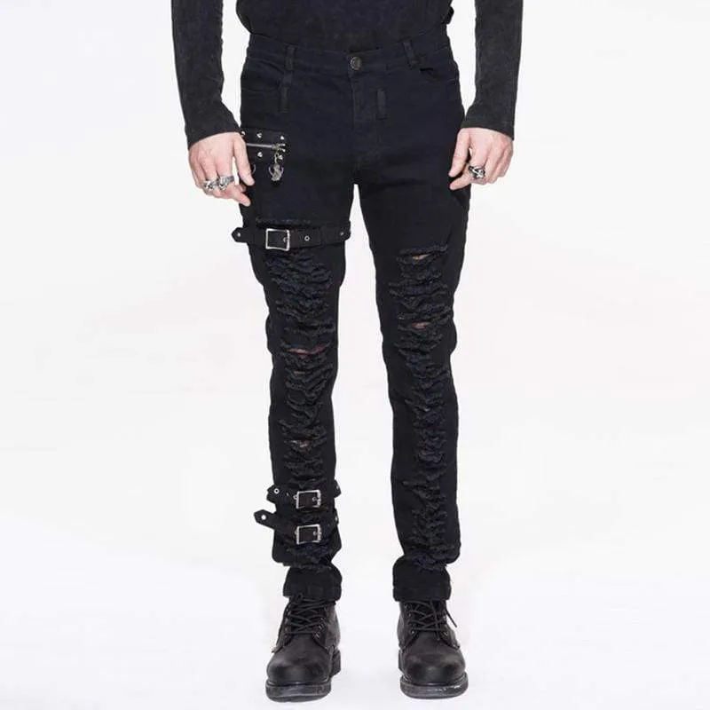 Männer Punk Full Front Distressed Jeans