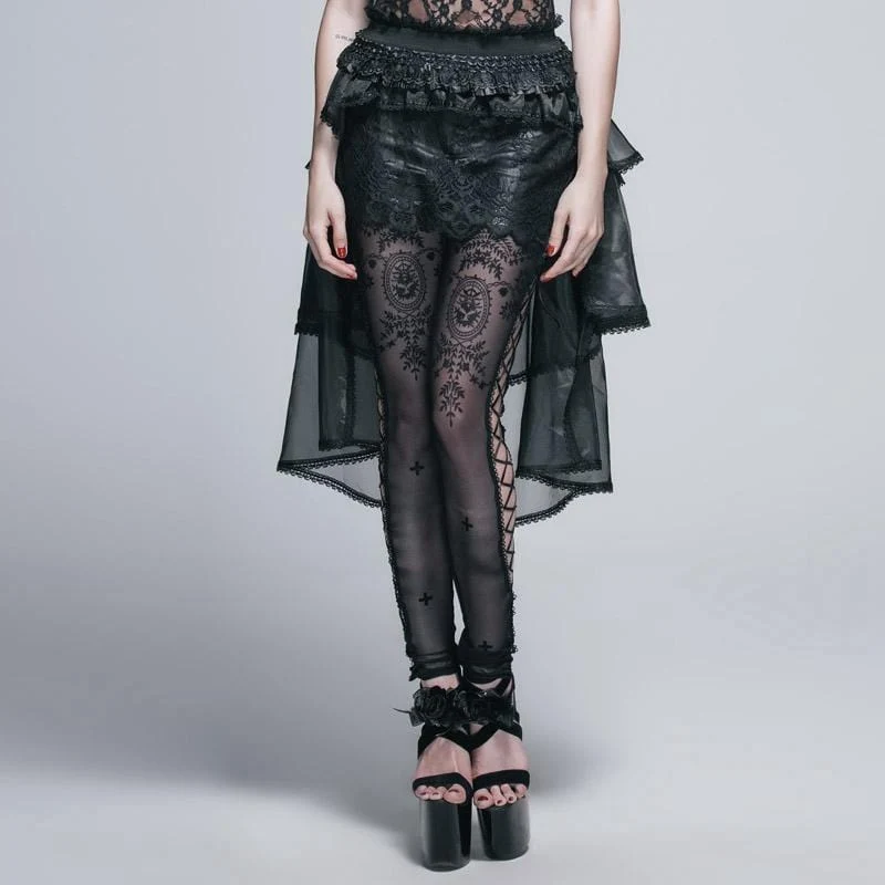 Frauen asymmetrische Spitze und Net Goth Rock