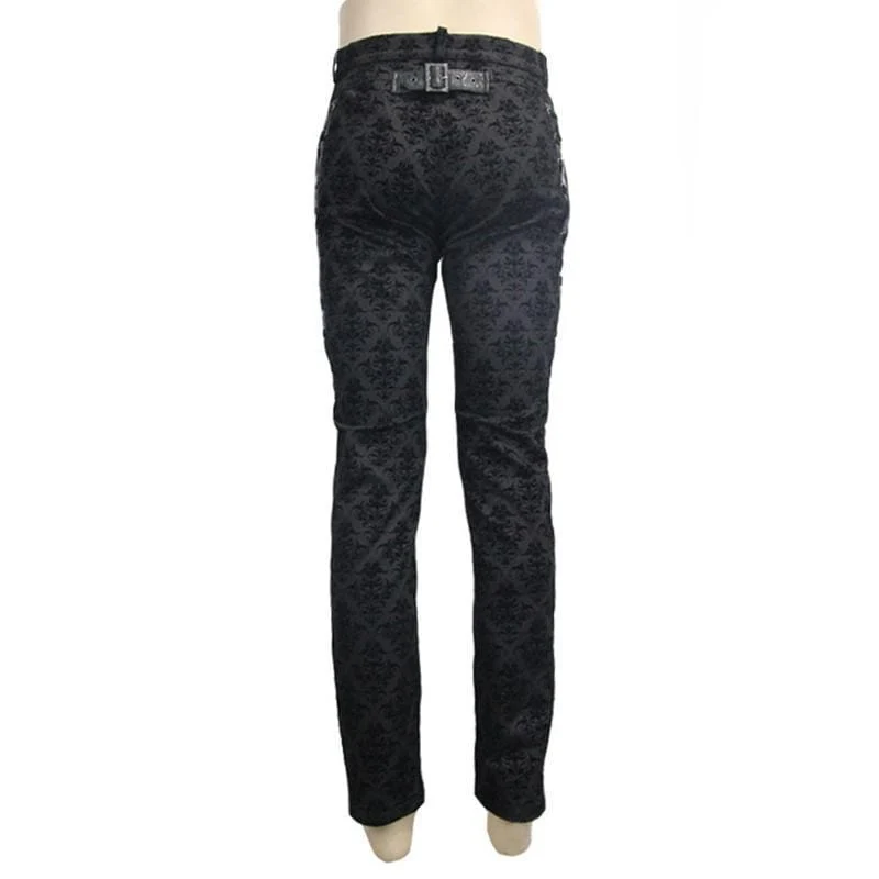Herren Punk Brocade Hose mit Criss Cross Schnürung
